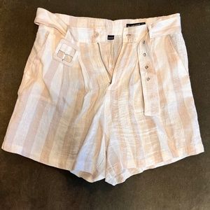 BlankNYC Striped Linen High Waisted Shorts